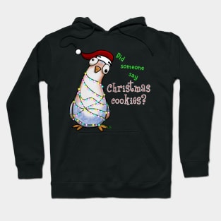 Curious Christmas Pigeon Looking for Cookies - Dark Hoodie